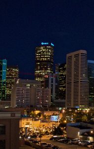 night time cityscape and lights in denver coloradocropped